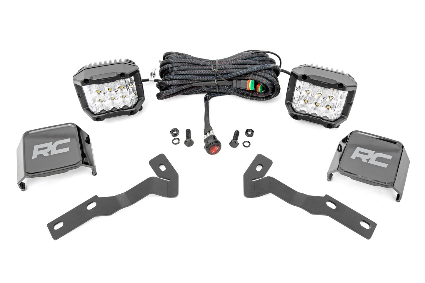 Rough Country LED Light Kit | Ditch Mount | 3" OSRAM | Wide | Toyota Tacoma 2WD/4WD (16-23)