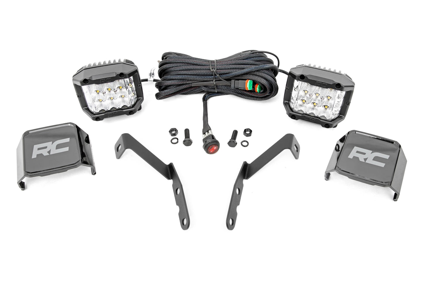 Rough Country LED Light Kit | Ditch Mount | 3" OSRAM | Wide | Chevy 1500 & Chevy/GMC 2500HD/3500HD (07-14)
