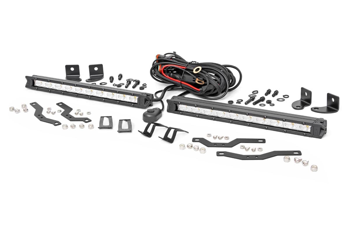 Rough Country LED Light Kit | Grille Mount | 10" Chrome Slimline Pair | Ford F-150 (18-20)