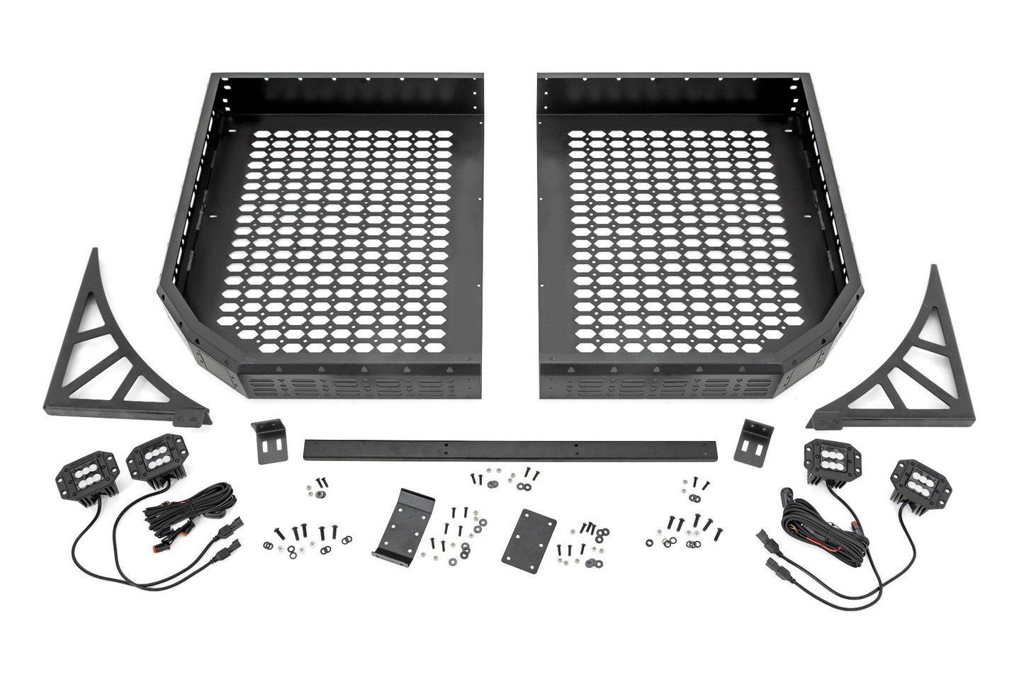 Rough Country Cargo Rack | Dual 2" Black LED Pairs | Flush Mount | Polaris Ranger XP 1000