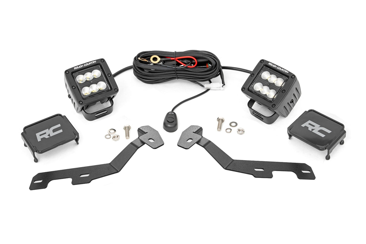 Rough Country LED Light Kit | Ditch Mount | 2" Black Pair | Flood | Ram 1500 2WD/4WD (19-26)