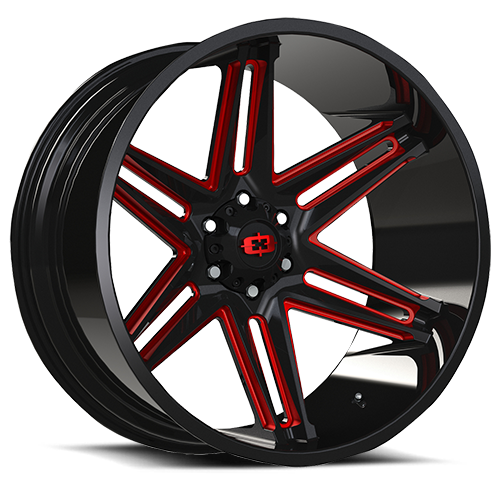 VISION RAZOR CUSTOM WHEEL Gloss Black Milled Spoke with Red Tint