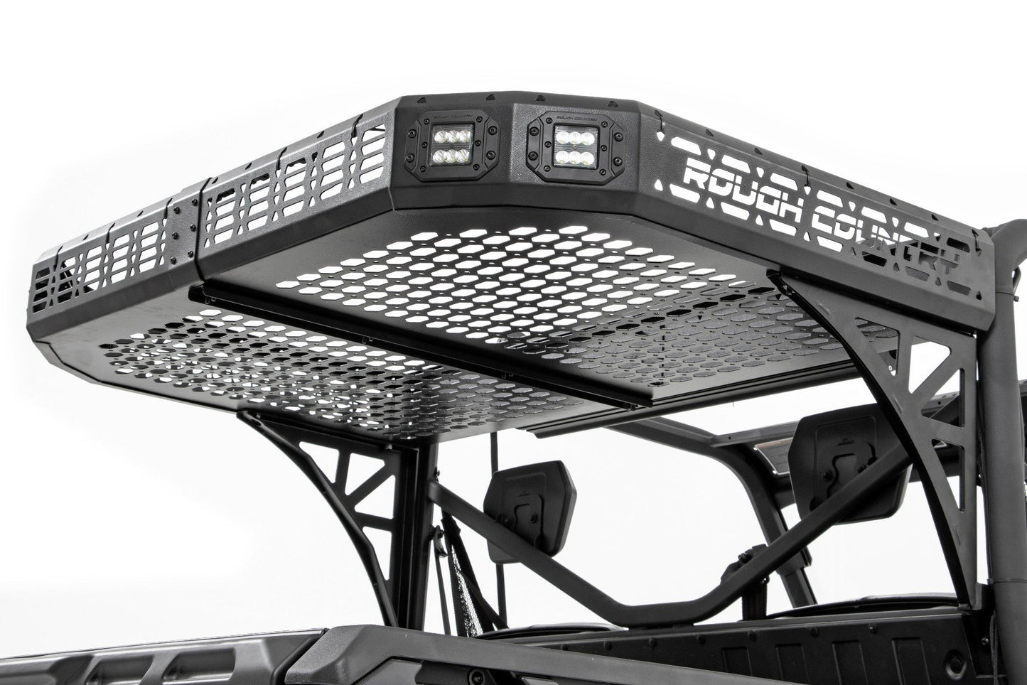 Rough Country Cargo Rack | Dual 2" Black LED Pairs | Flush Mount | Can-Am Defender HD 5/HD 8/HD 9/HD 10