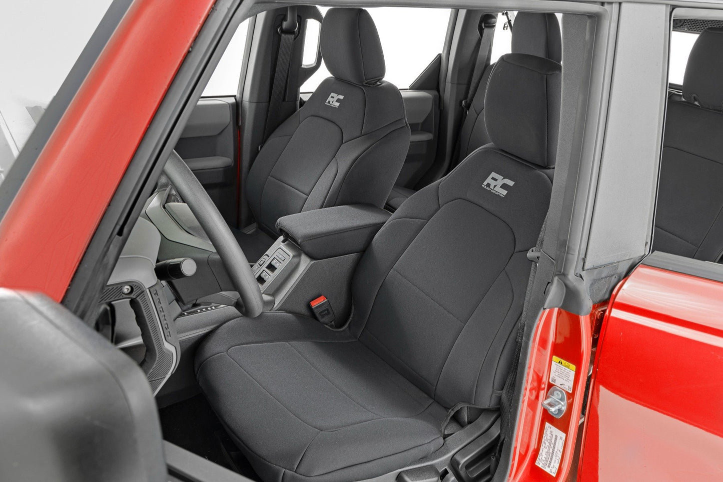 Rough Country Seat Covers | Bucket Seats |W/Fold Down RR Armrest |FR & RR | 4DR | Ford Bronco (21-25)