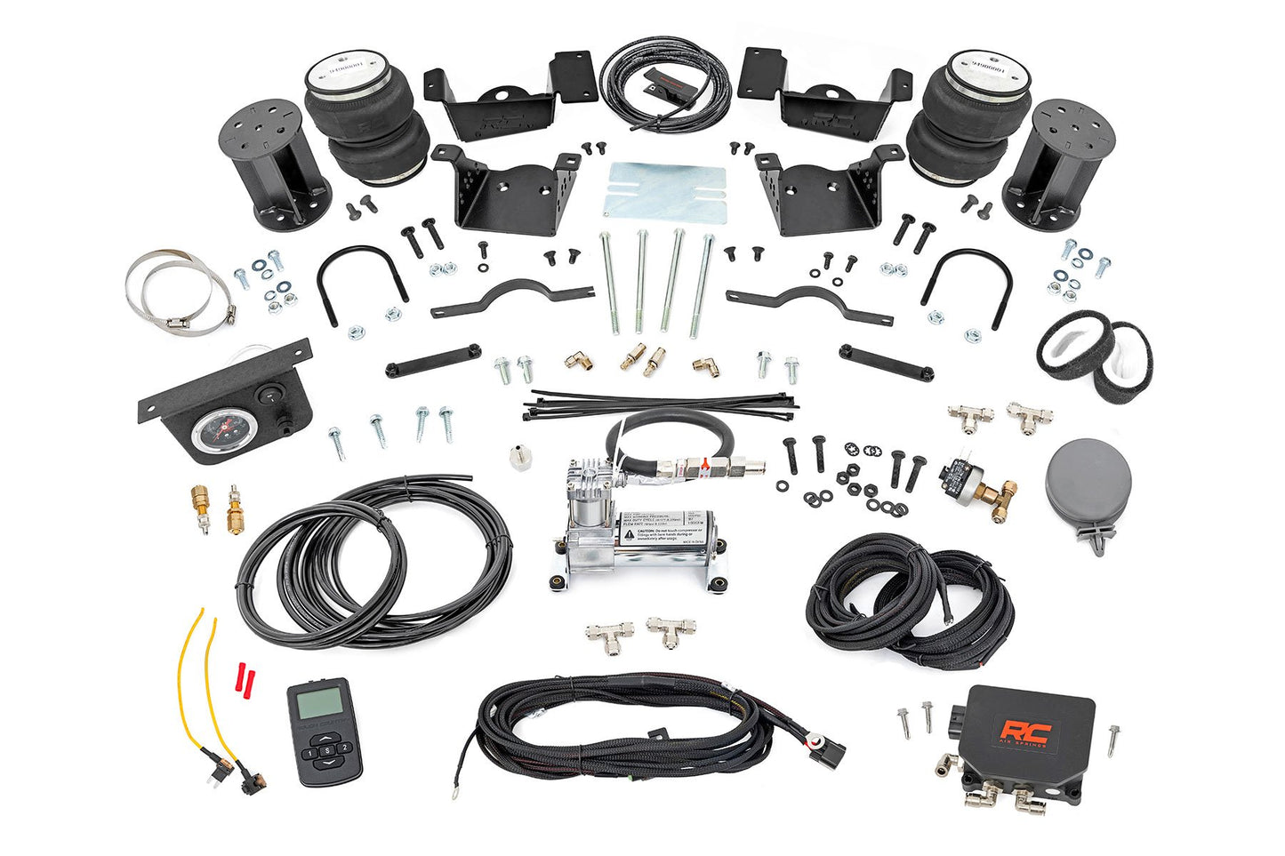 Rough Country Air Spring Kit w/compressor | Wireless Controller | 7 Inch Lift Kit | Chevy/GMC 2500HD/3500HD (20-25