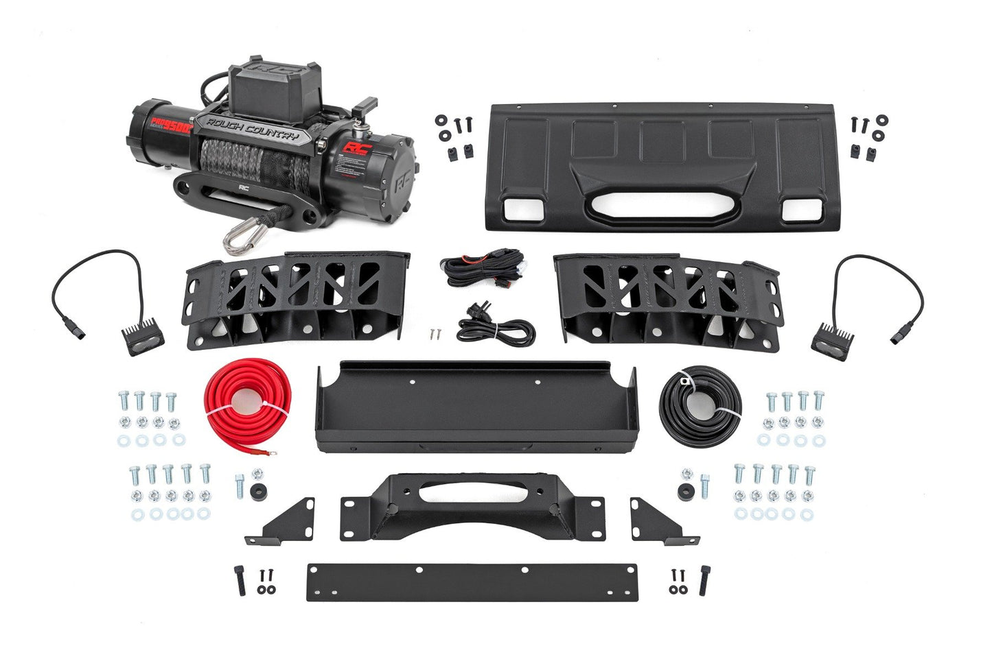 Rough Country Hidden Winch Mount | White SAE | PRO9500S | Toyota Land Cruiser 4WD (24-25)
