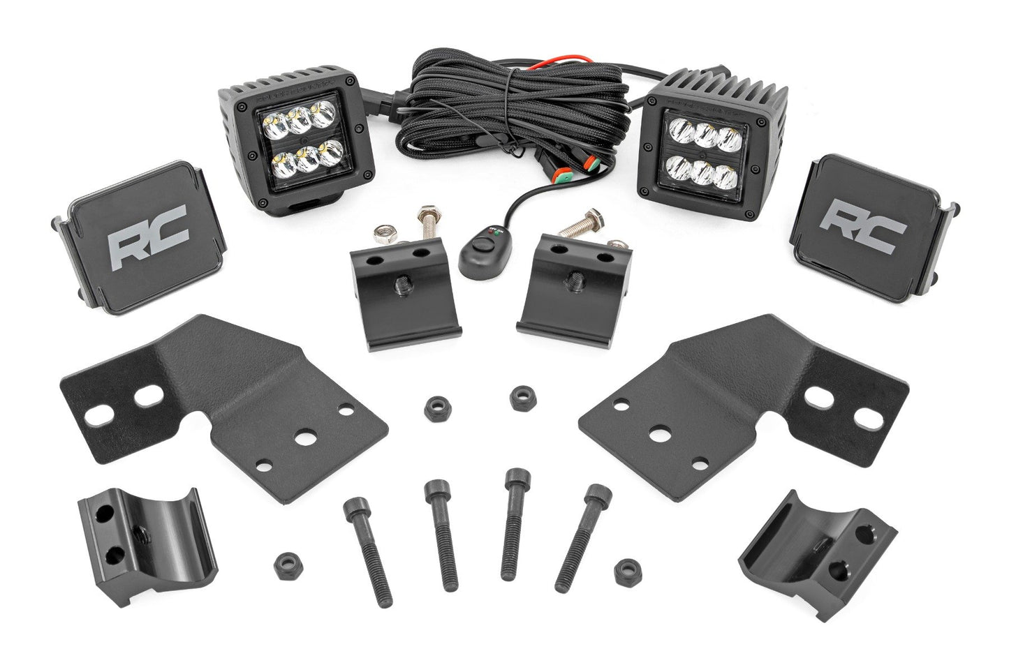 Rough Country LED Light Kit | Front Mount | 2" Black Pair | Polaris XPEDITION ADV 5
