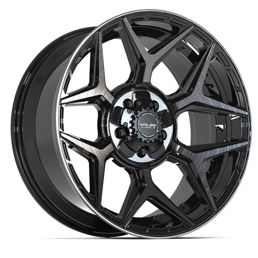 4PLAY 4P06 20x9 5X127, 5X139.7 0 GLOSS BLACK W/ BRUSHED FACE & TINTED CLEAR