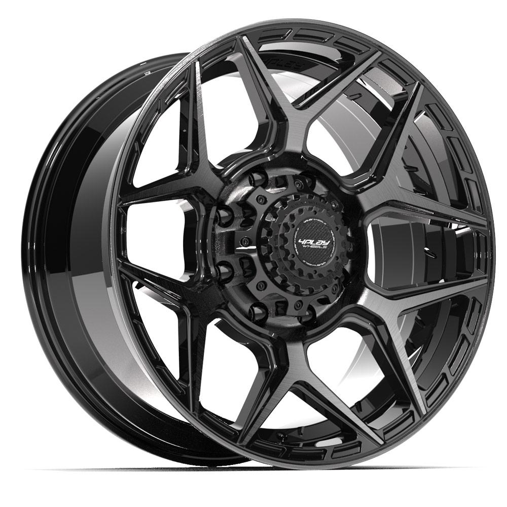 4PLAY 4P06 20x9 8X180 0 GLOSS BLACK W/ BRUSHED FACE & TINTED CLEAR