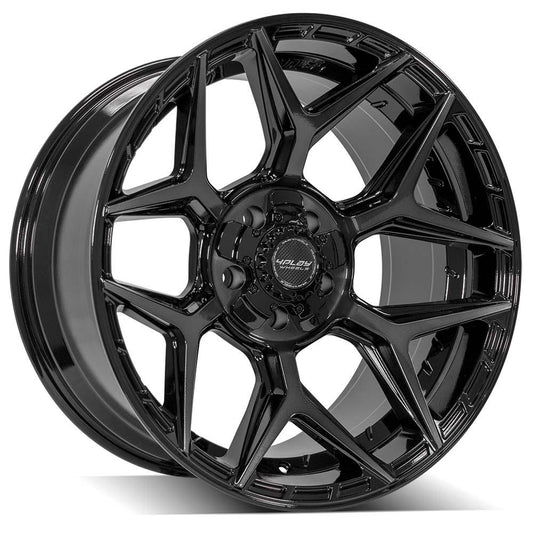 4PLAY 4P06 20x10 5X127, 5X139.7 -18 GLOSS BLACK W/ BRUSHED FACE & TINTED CLEAR