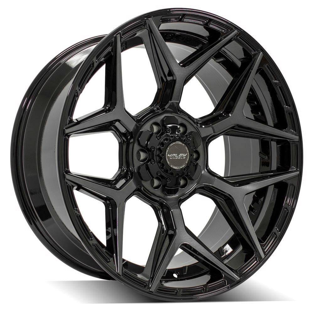 4PLAY 4P06 22x10 6X139.7, 6X135 -18 GLOSS BLACK W/ BRUSHED FACE & TINTED CLEAR