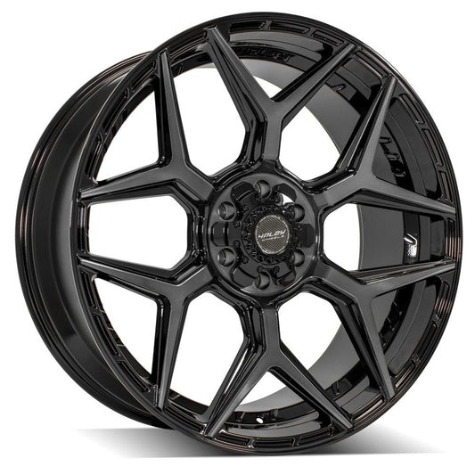 4PLAY 4P06 24x10 6X139.7, 6X135 18 GLOSS BLACK W/ BRUSHED FACE & TINTED CLEAR