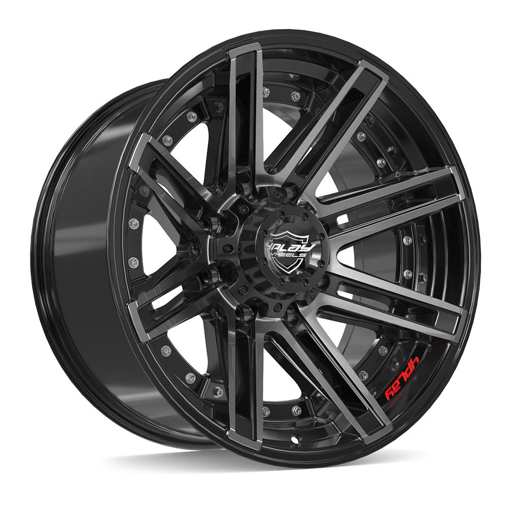 4PLAY 4P08 20x10 8X170 -24 GLOSS BLACK W/ BRUSHED FACE & TINTED CLEAR