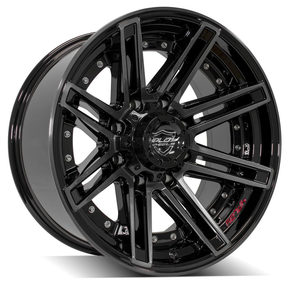 4PLAY 4P08 20x10 8X170 -24 GLOSS BLACK W/ BRUSHED FACE & TINTED CLEAR