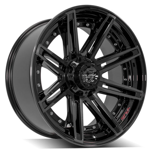 4PLAY 4P08 22x10 6X139.7, 6X135 -18 GLOSS BLACK W/ BRUSHED FACE & TINTED CLEAR