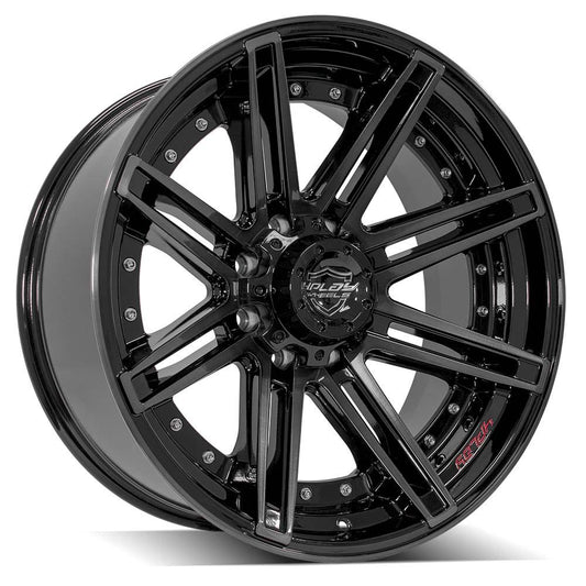 4PLAY 4P08 22x10 8X165.1 -24 GLOSS BLACK W/ BRUSHED FACE & TINTED CLEAR