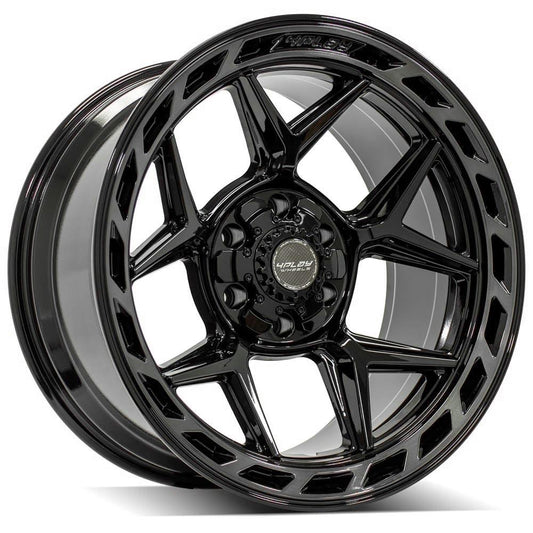 4PLAY 4P55 20x10 6X139.7, 6X135 -18 GLOSS BLACK W/ BRUSHED FACE & TINTED CLEAR
