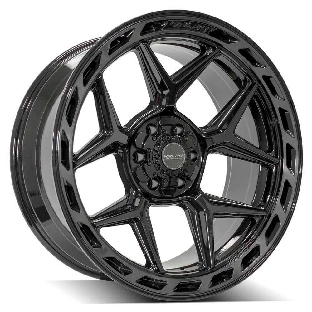 4PLAY 4P55 22x10 6X139.7, 6X135 -18 GLOSS BLACK W/ BRUSHED FACE & TINTED CLEAR