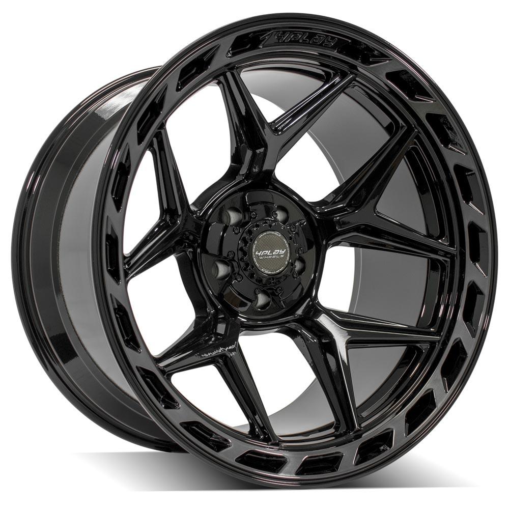 4PLAY 4P55 22x12 5X127, 5X139.7 -44 GLOSS BLACK W/ BRUSHED FACE & TINTED CLEAR