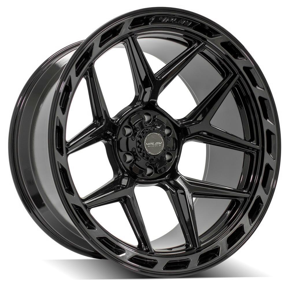 4PLAY 4P55 24x12 6X139.7, 6X135 -44 GLOSS BLACK W/ BRUSHED FACE & TINTED CLEAR