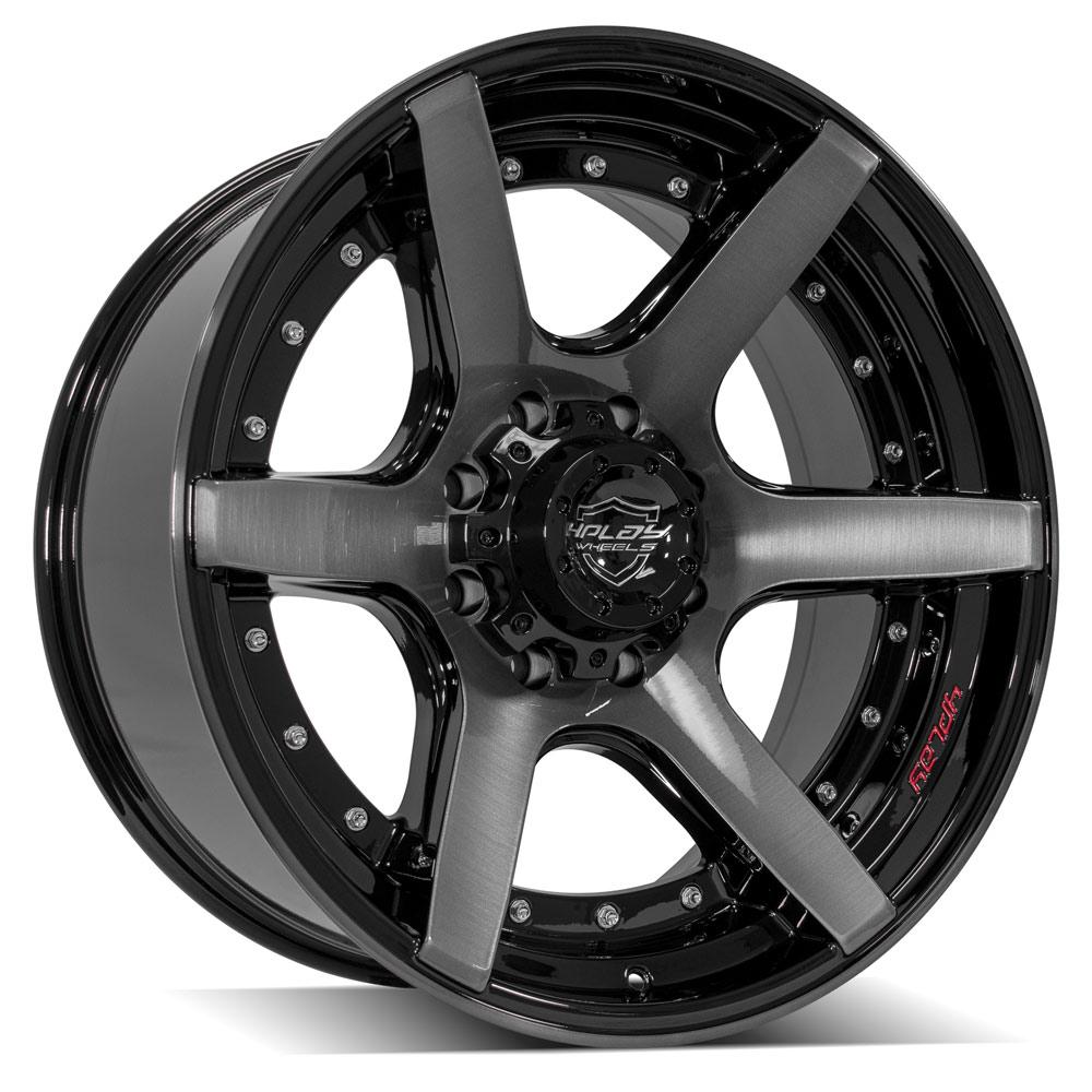 4PLAY 4P60 22x10 8X170 -24 GLOSS BLACK W/ BRUSHED FACE & TINTED CLEAR