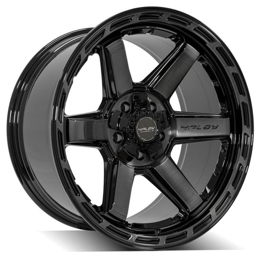 4PLAY 4P63 20x10 5X127, 5X139.7 -18 GLOSS BLACK W/ BRUSHED FACE & TINTED CLEAR