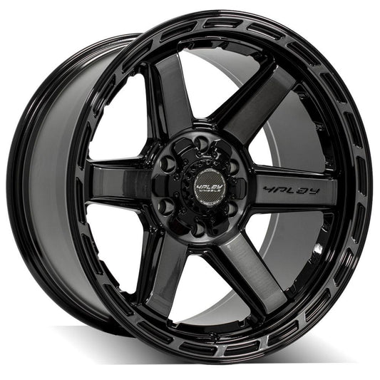 4PLAY 4P63 20x10 6X139.7, 6X135 -18 GLOSS BLACK W/ BRUSHED FACE & TINTED CLEAR