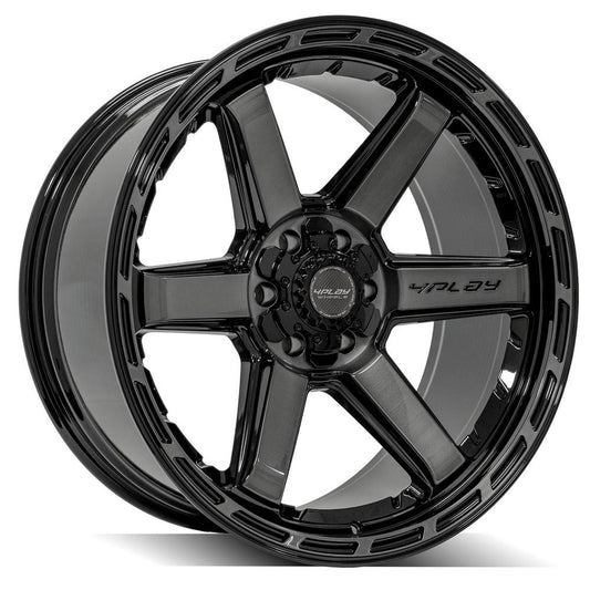 4PLAY 4P63 22x10 6X139.7, 6X135 -18 GLOSS BLACK W/ BRUSHED FACE & TINTED CLEAR