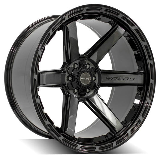 4PLAY 4P63 24x12 6X139.7, 6X135 -44 GLOSS BLACK W/ BRUSHED FACE & TINTED CLEAR