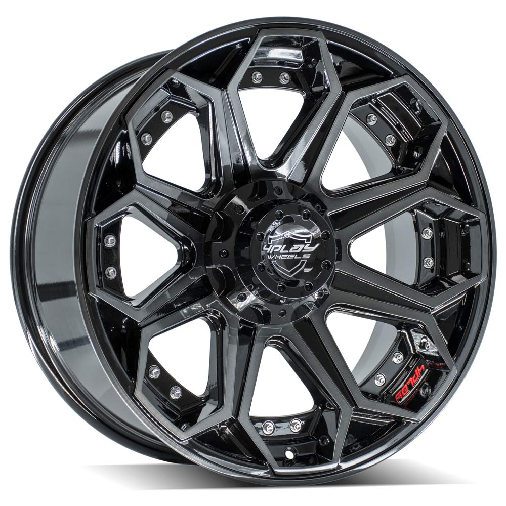 4PLAY 4P80R 20x9 6X139.7, 6X135 0 GLOSS BLACK W/ BRUSHED FACE & TINTED CLEAR