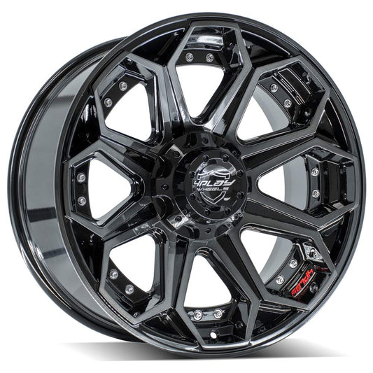 4PLAY 4P80R 20x9 6X139.7, 6X135 0 GLOSS BLACK W/ BRUSHED FACE & TINTED CLEAR