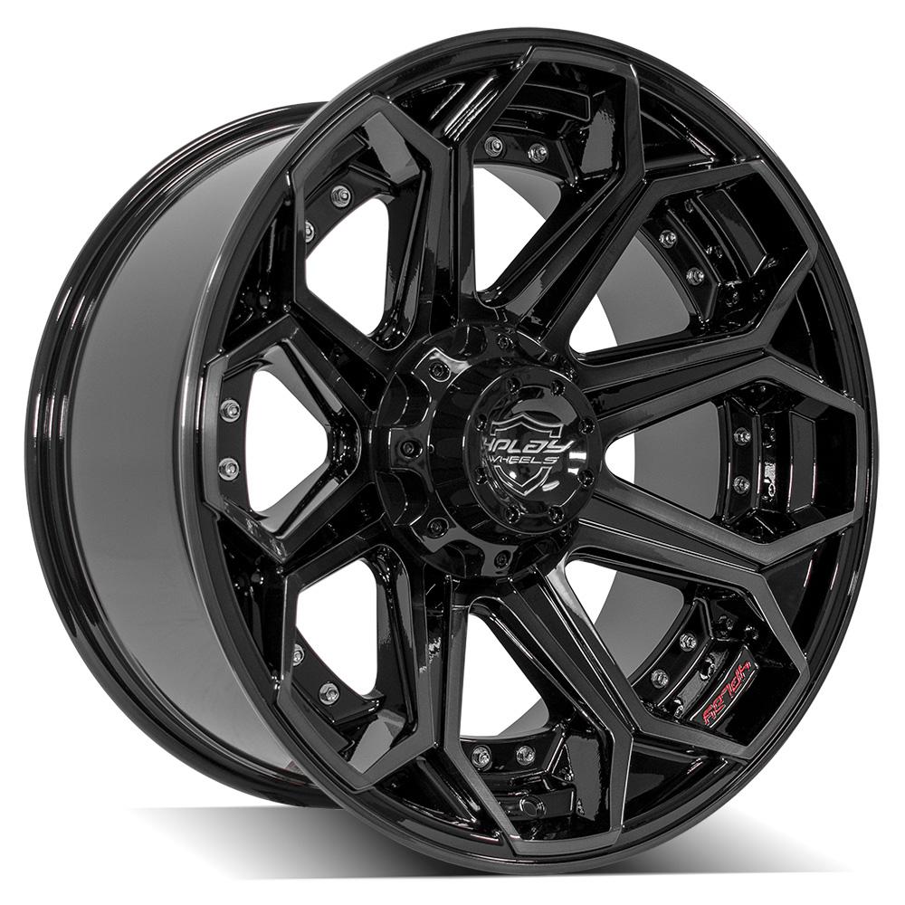 4PLAY 4P80R 20x10 6X139.7, 6X135 -18 GLOSS BLACK W/ BRUSHED FACE & TINTED CLEAR