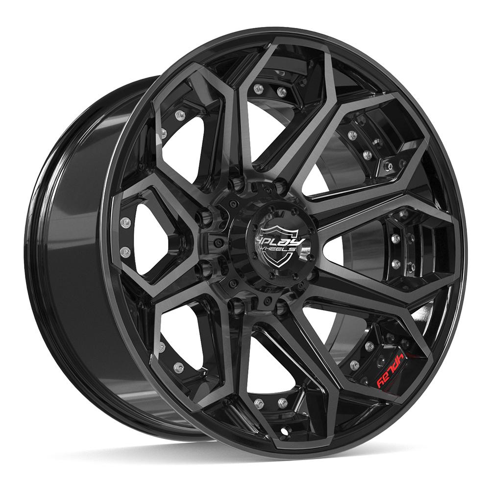 4PLAY 4P80R 20x10 8X170 -24 GLOSS BLACK W/ BRUSHED FACE & TINTED CLEAR