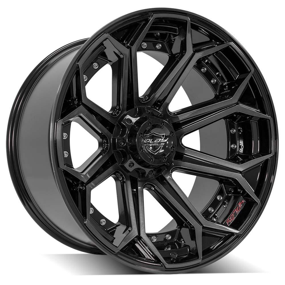 4PLAY 4P80R 22x12 6X139.7, 6X135 -44 GLOSS BLACK W/ BRUSHED FACE & TINTED CLEAR