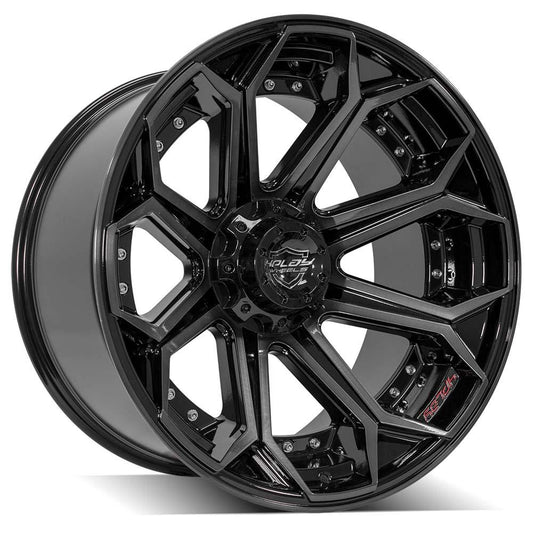 4PLAY 4P80R 22x12 6X139.7, 6X135 -44 GLOSS BLACK W/ BRUSHED FACE & TINTED CLEAR