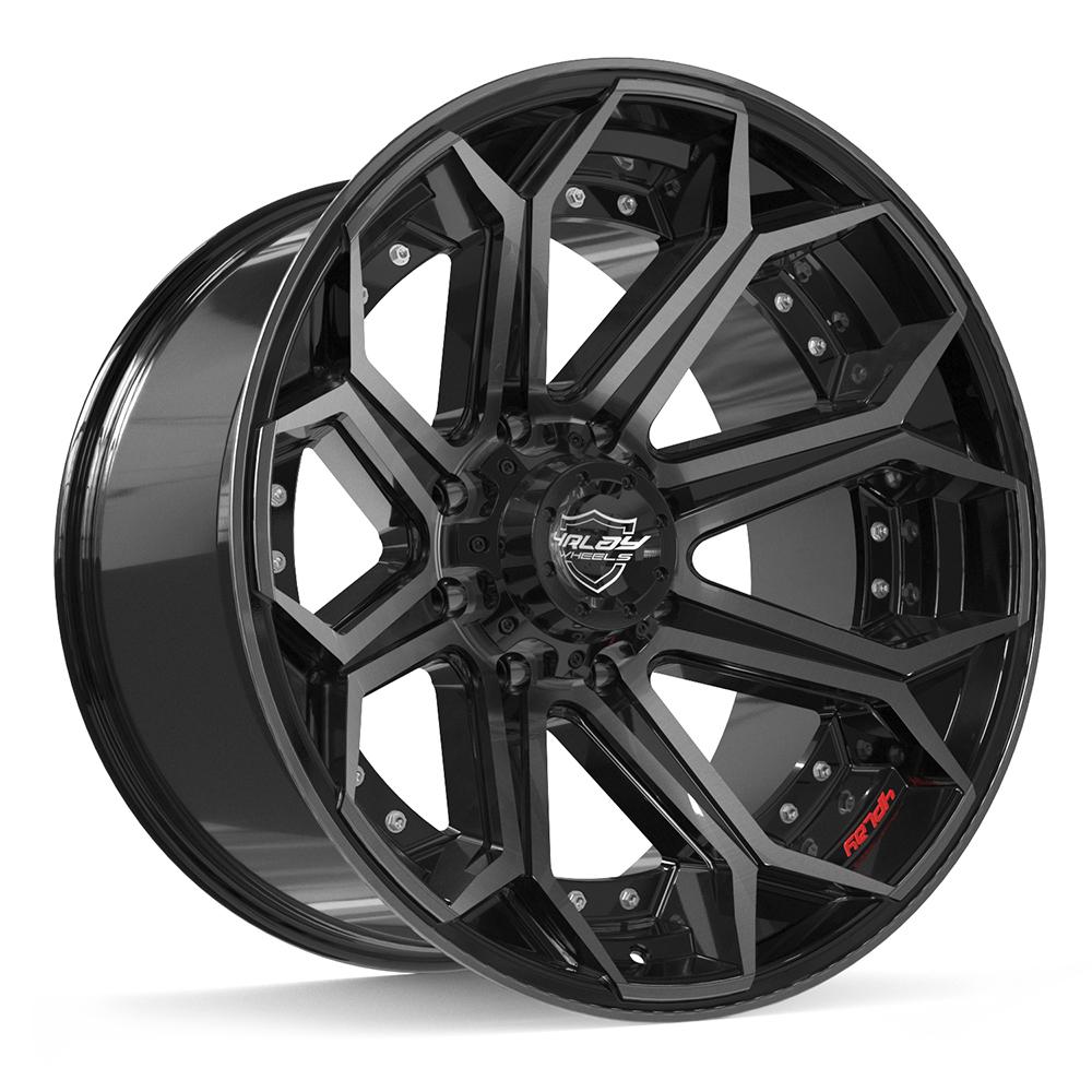 4PLAY 4P80R 22x12 8X180 -44 GLOSS BLACK W/ BRUSHED FACE & TINTED CLEAR