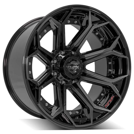 4PLAY 4P80R 22x12 8X180 -44 GLOSS BLACK W/ BRUSHED FACE & TINTED CLEAR