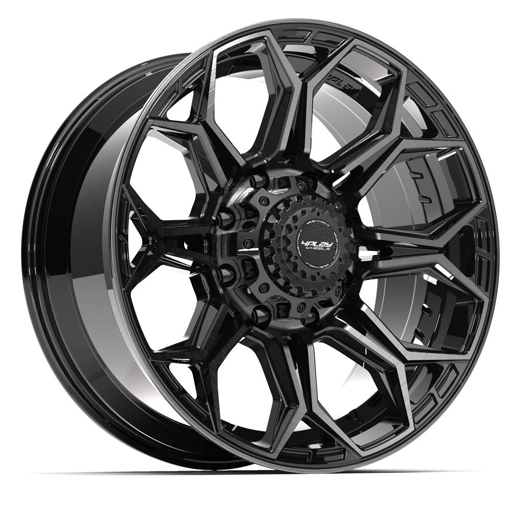 4PLAY 4P83 20x9 8X170 0 GLOSS BLACK W/ BRUSHED FACE & TINTED CLEAR