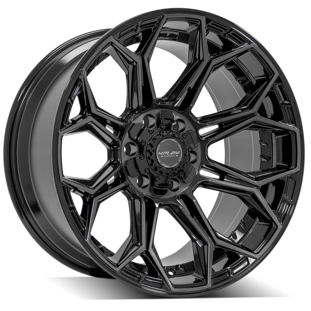 4PLAY 4P83 20x10 6X139.7, 6X135 -18 GLOSS BLACK W/ BRUSHED FACE & TINTED CLEAR