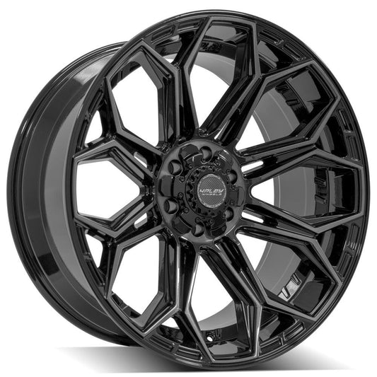4PLAY 4P83 22x10 6X139.7, 6X135 -18 GLOSS BLACK W/ BRUSHED FACE & TINTED CLEAR