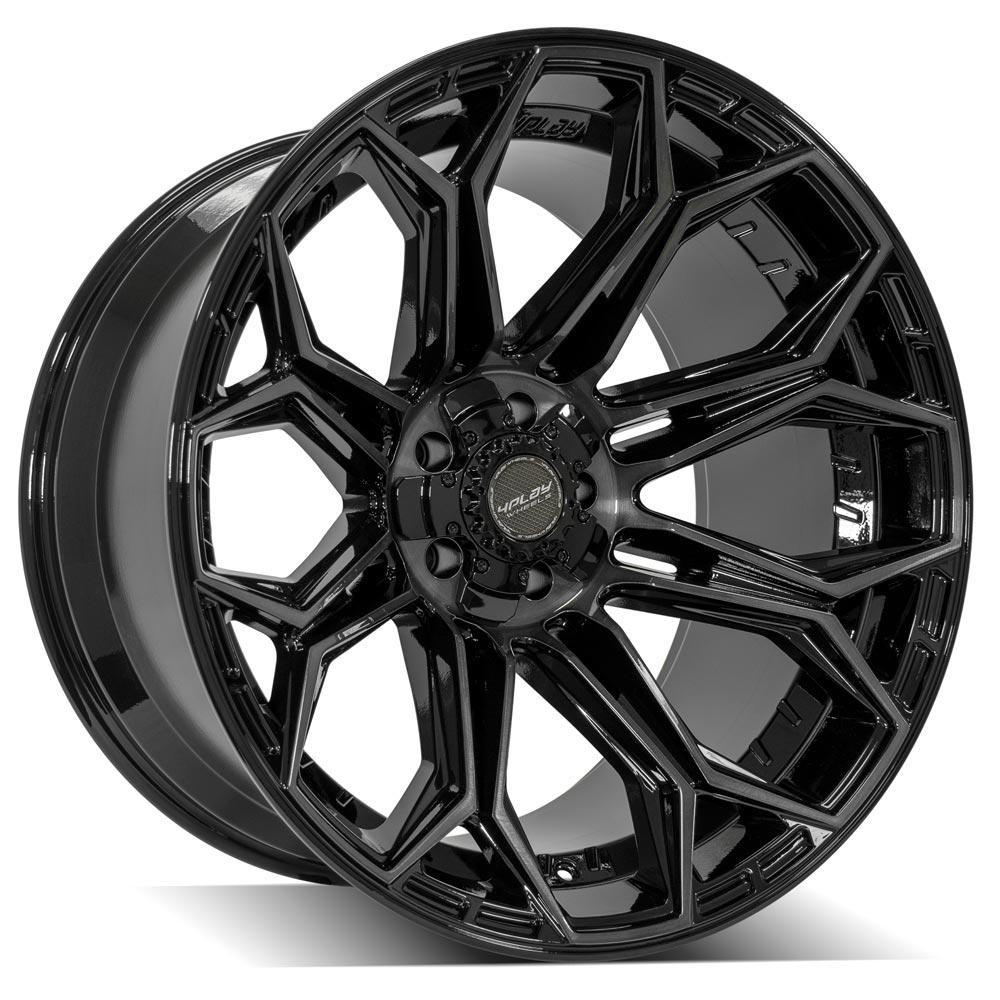 4PLAY 4P83 22x12 5X127, 5X139.7 -44 GLOSS BLACK W/ BRUSHED FACE & TINTED CLEAR
