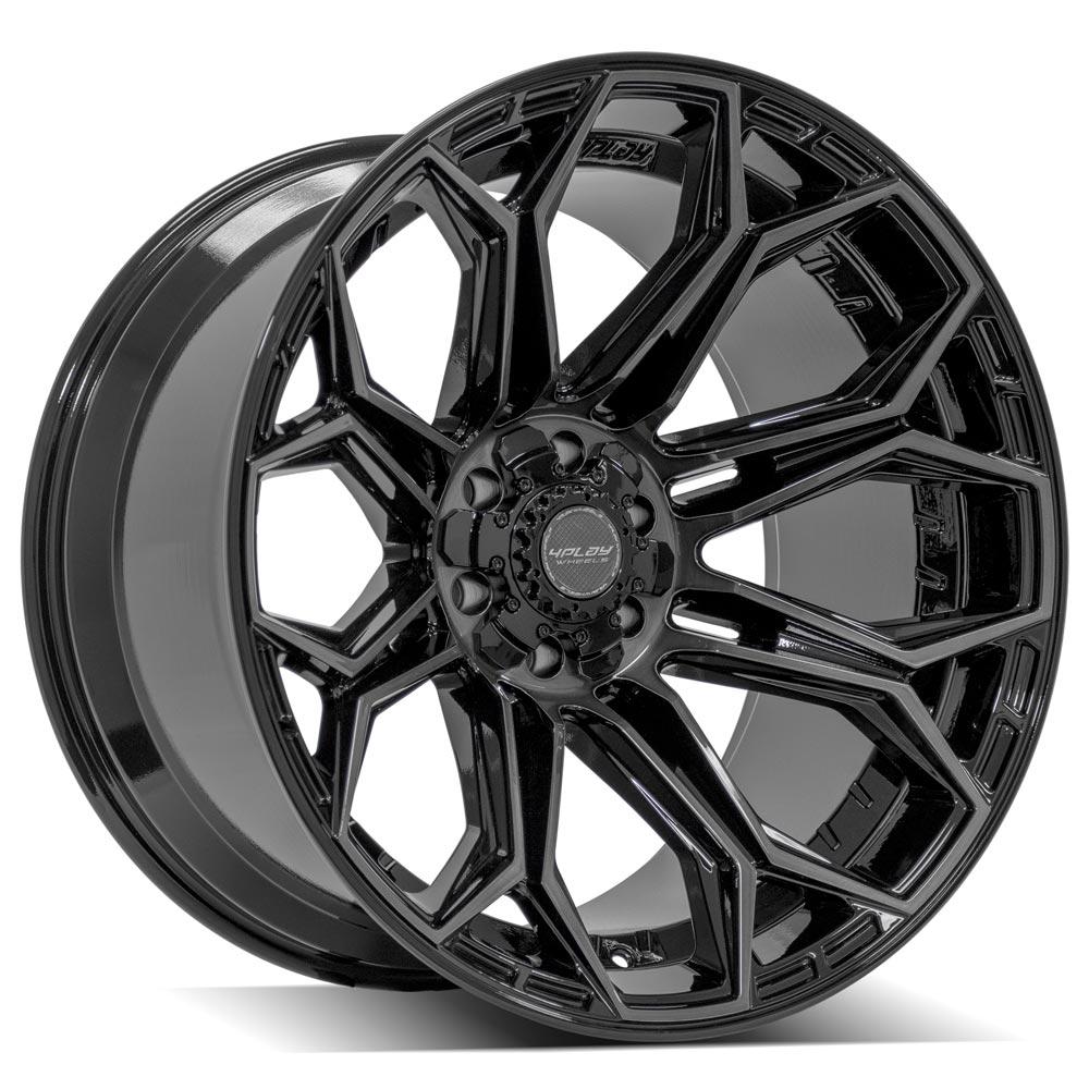 4PLAY 4P83 22x12 6X139.7, 6X135 -44 GLOSS BLACK W/ BRUSHED FACE & TINTED CLEAR
