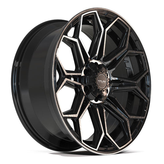 4PLAY 4P83 24x10 6X139.7, 6X135 18 GLOSS BLACK W/ BRUSHED FACE & TINTED CLEAR