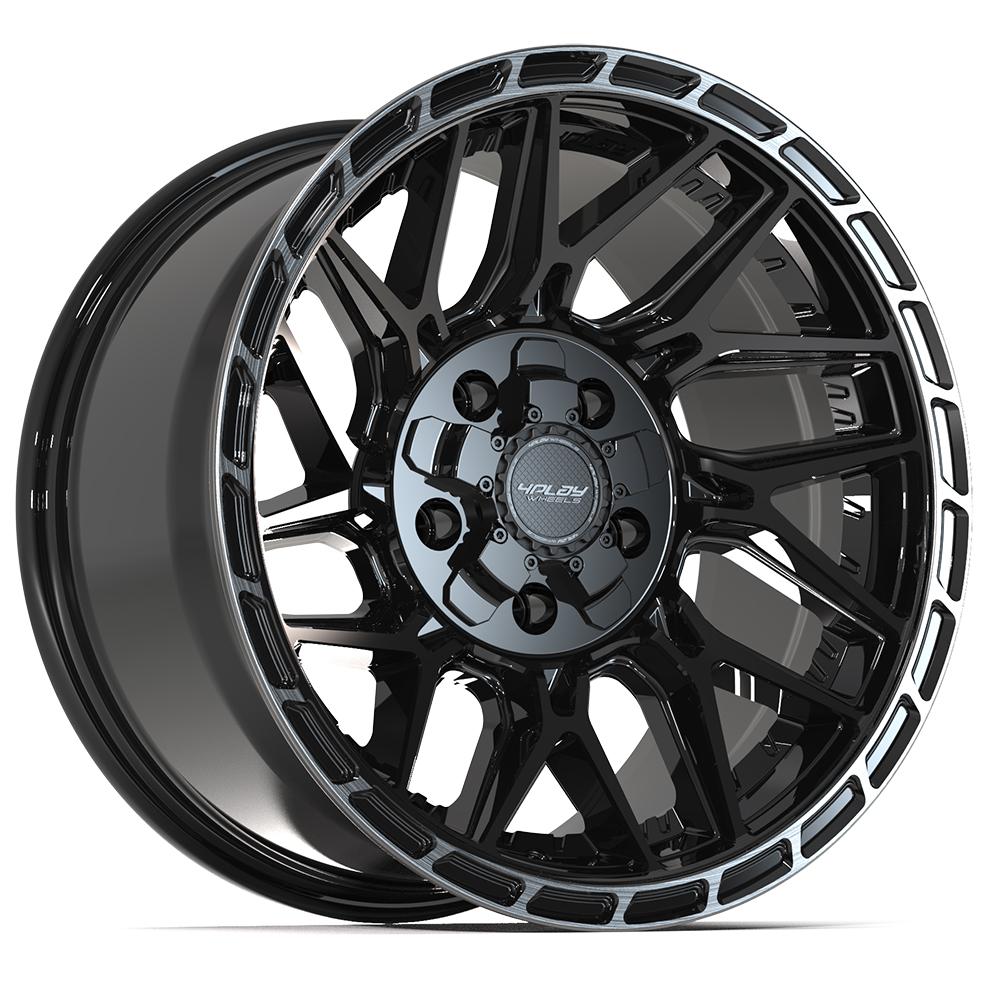 4PLAY 4PS28 17x9 5X127, 5X139.7 -6 GLOSS BLACK W/ BRUSHED FACE & TINTED CLEAR
