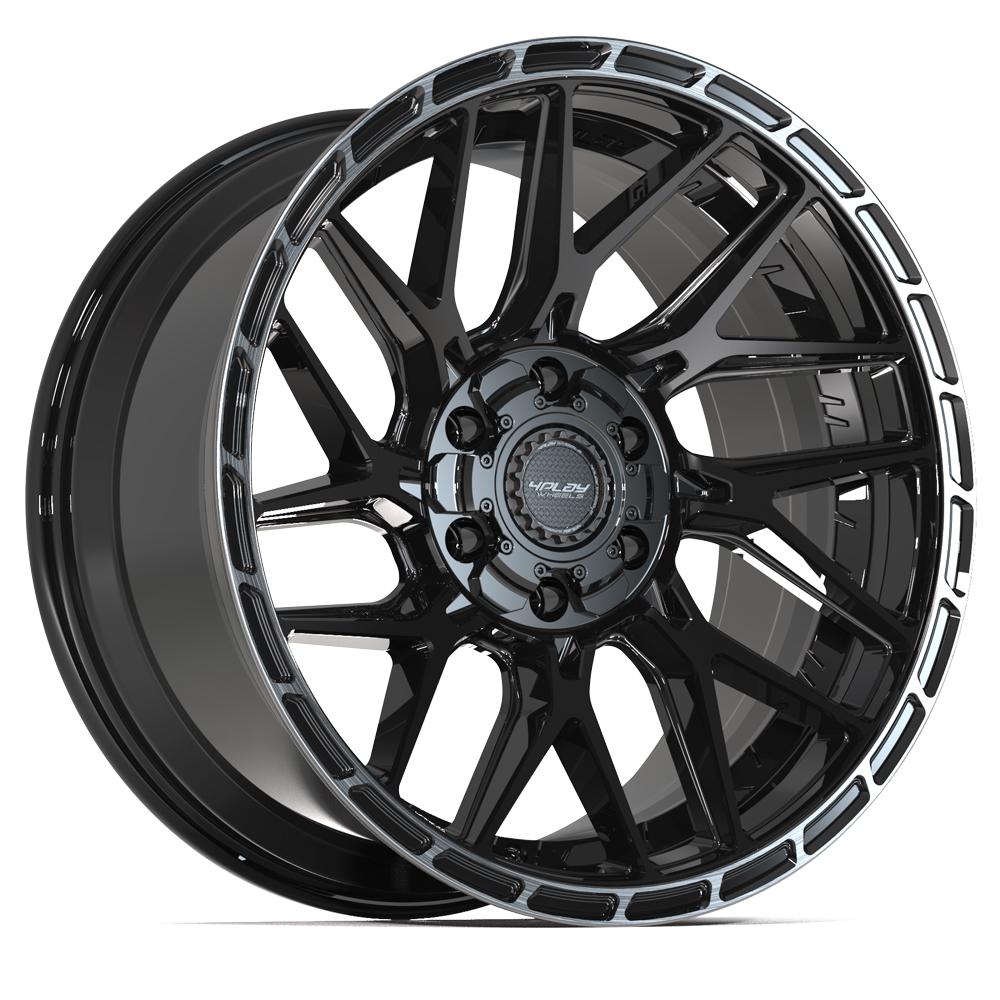 4PLAY 4PS28 20x9 6X139.7, 6X135 -6 GLOSS BLACK W/ BRUSHED FACE & TINTED CLEAR