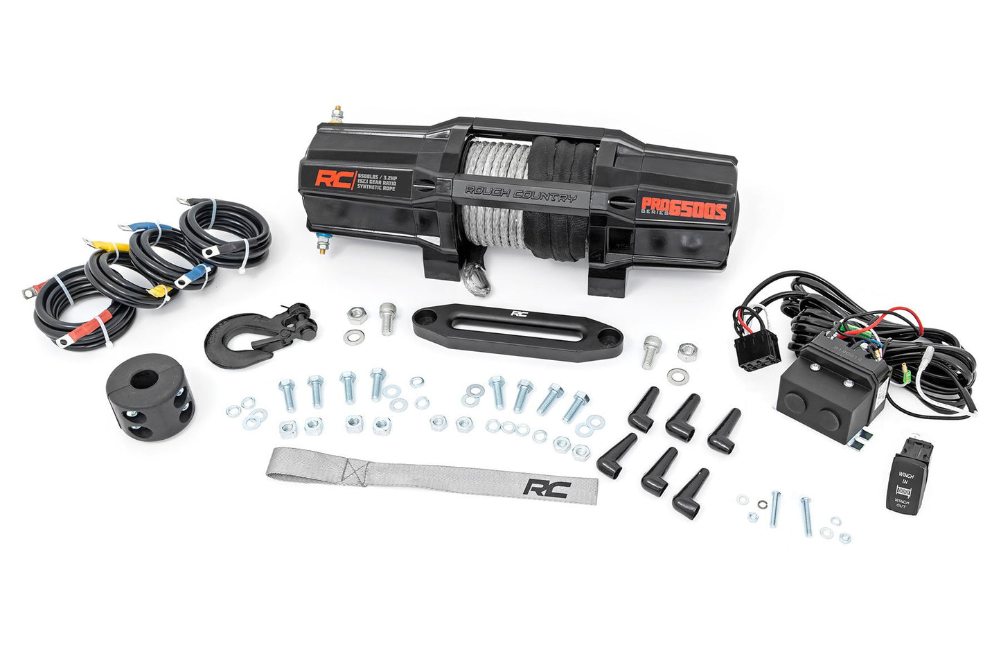 Rough Country 6500-LB Winch W/ Remote | UTV | Synthetic Rope