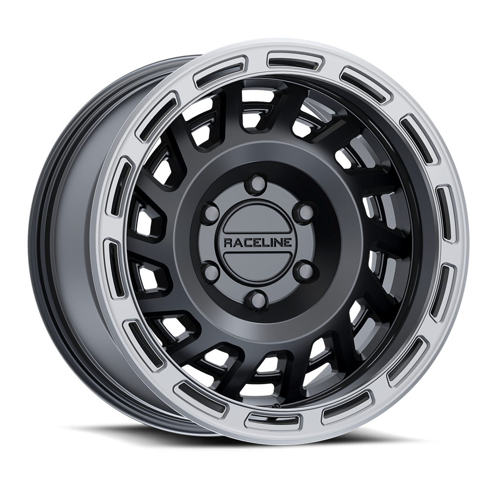 Raceline 957 Halo wheel Satin Black w/ Silver Ring