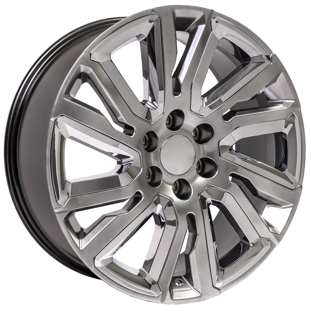 OE WHEELS CV39 22x9 6X139.7 28 HYPER BLACK WITH CHROME INSERT