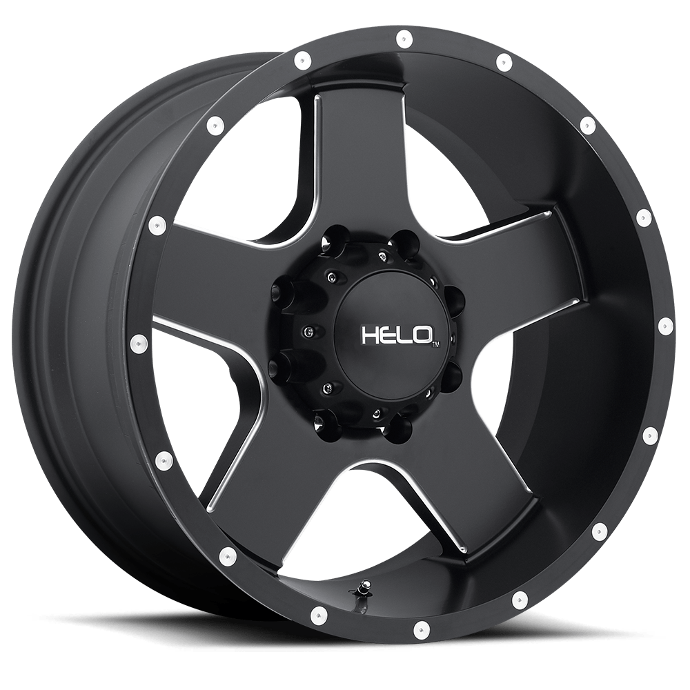 Helo HE886 SATIN BLACK WITH MILLED SPOKES AND FLANGE