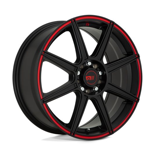 Motegi MR142 CS8 SATIN BLACK WITH RED STRIPE